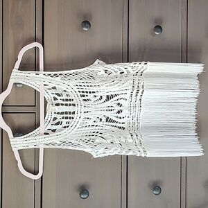 Y2K FOREVER 21 BOHO CROCHET FRINGE FESTIVAL TOP SIZE SMALL